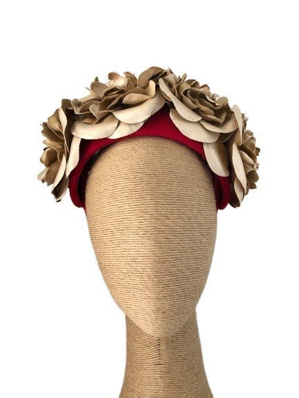 Max Alexander Rosetta headpiece in Red & Gold/Rose Gold