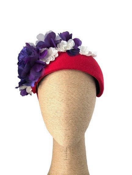 Max Alexander Ivy Headpiece in Red with Purple & White Flowers