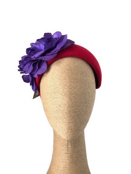 Max Alexander Joy Headpiece in Red with Purple Flowers