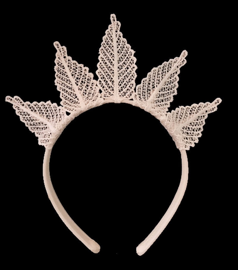 Max Alexander Off White Lace Crown on a Headband