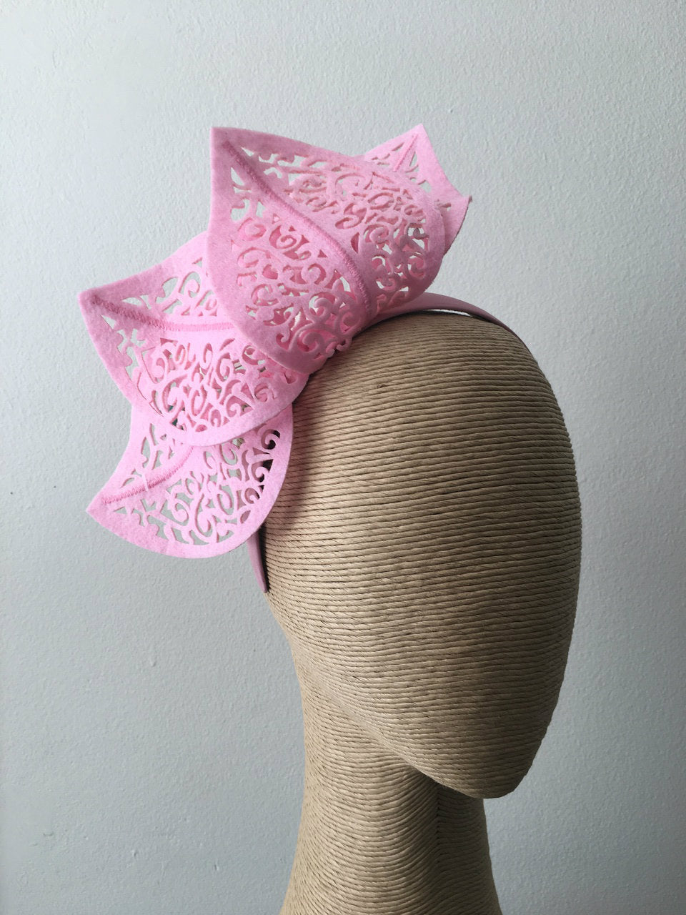Max Alexander Cutout Leaf Crown in Baby Pink on a Headband