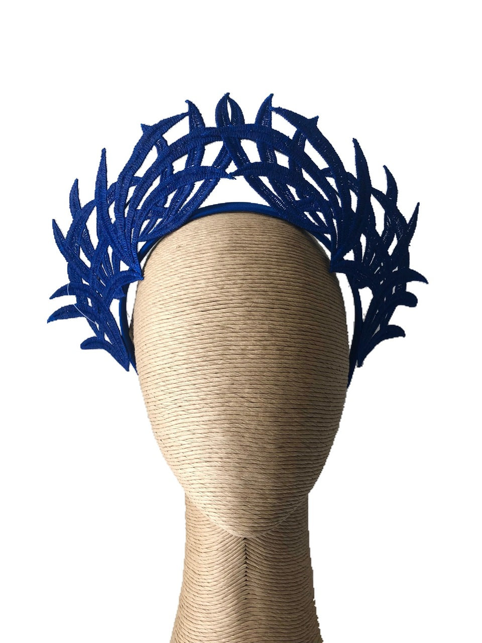 Max Alexander Cobalt Blue Lace Crown Headpiece on a Headband