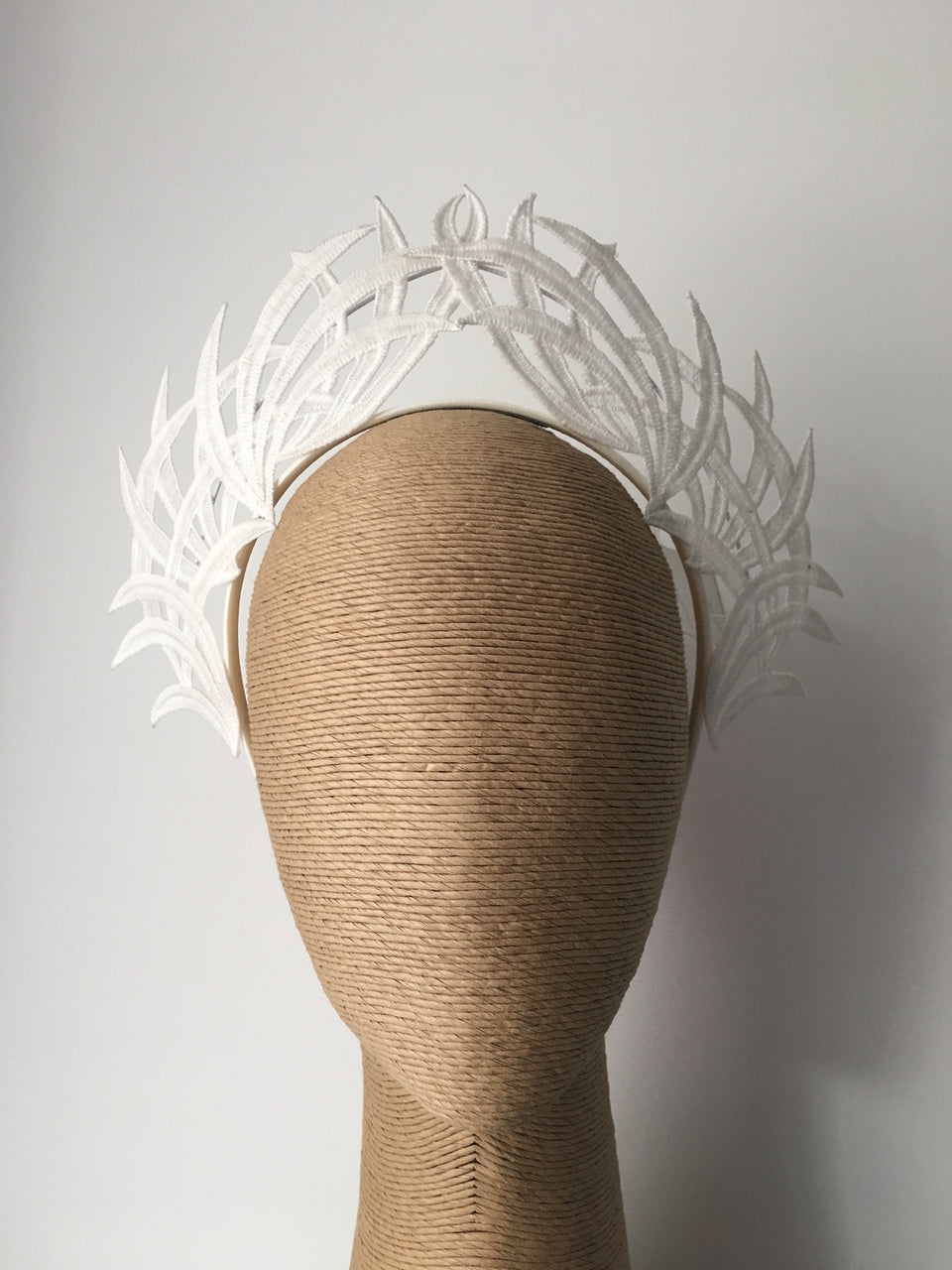 Max Alexander Ivory Lace Crown Headpiece on a Headband