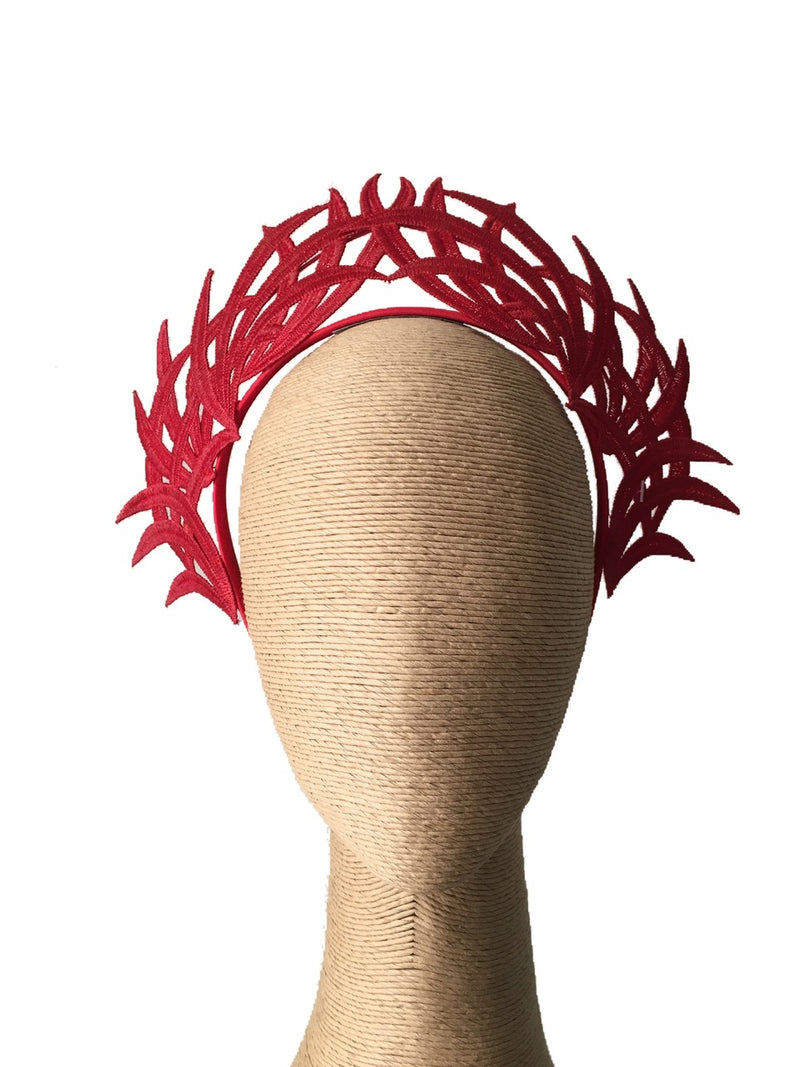 Max Alexander Red Lace Crown Headpiece on a Headband