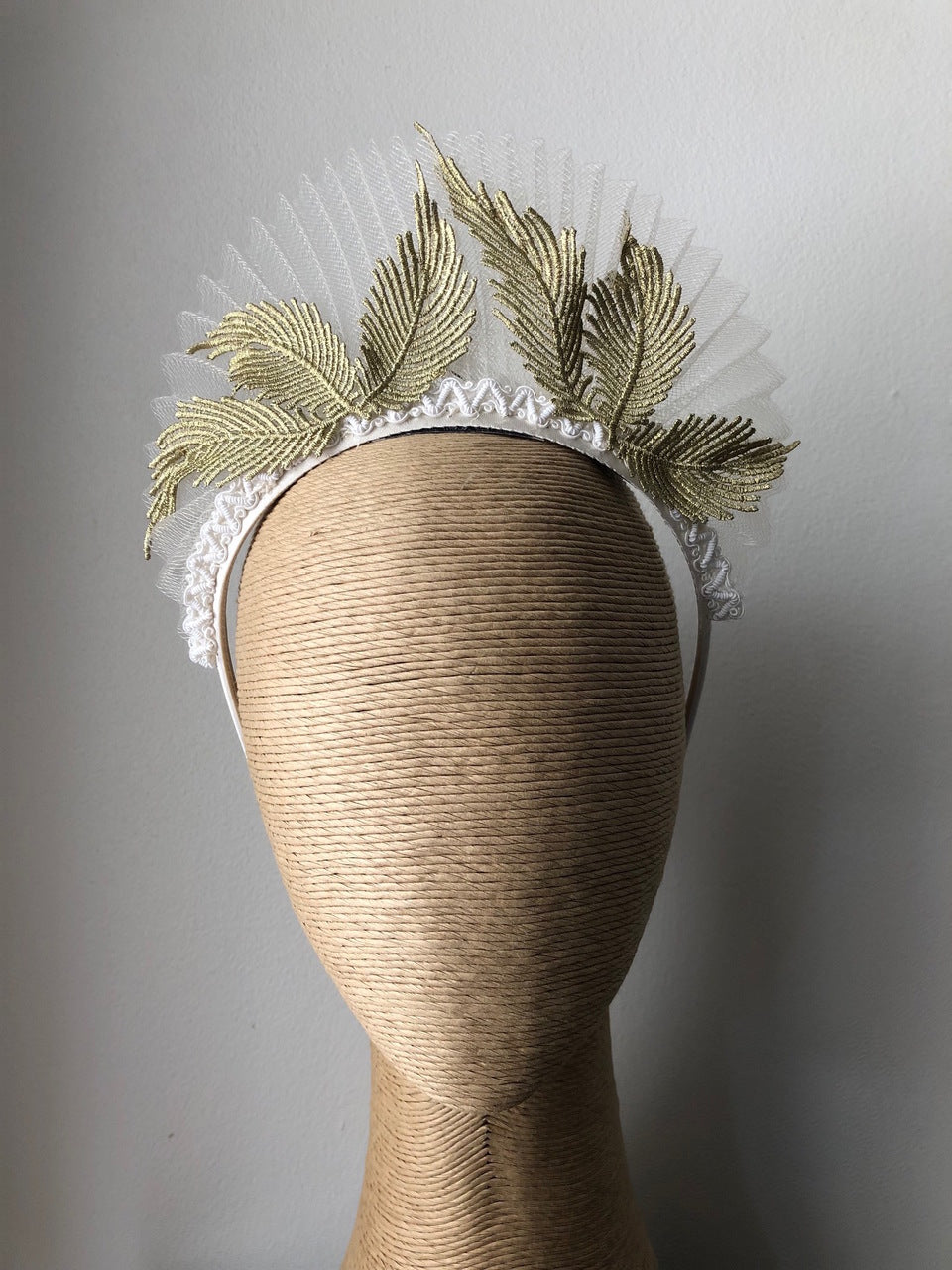Max Alexander Geri Pleated Crinoline Crown in Cream Gold