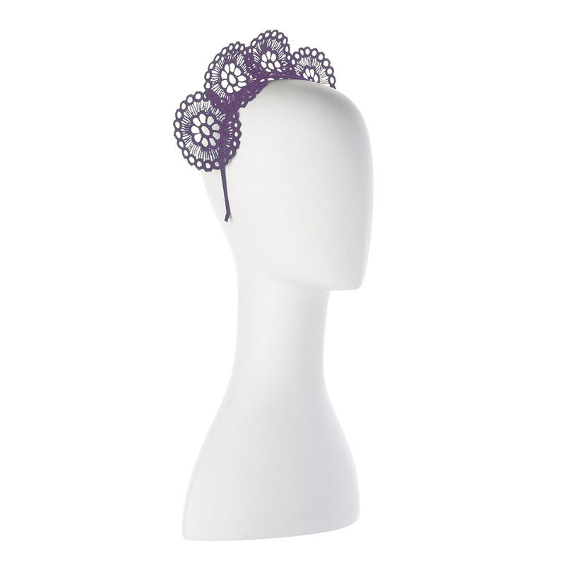 Olga Berg Claire Lace Headband in Lavender