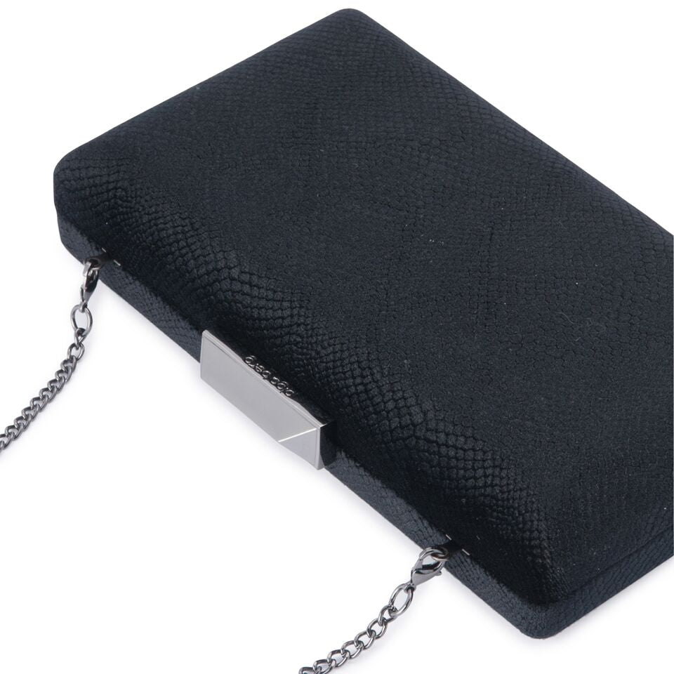 Olga Berg Sara Velvet Snake Clutch in  Black