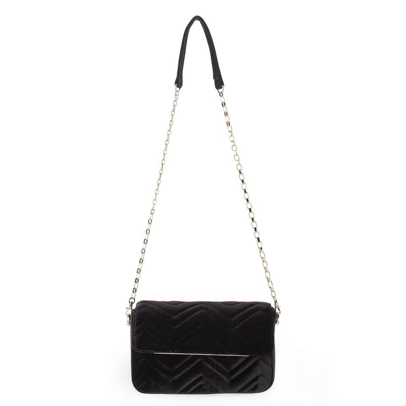 Olga Berg Hope Velvet Shoulder Bag in Black