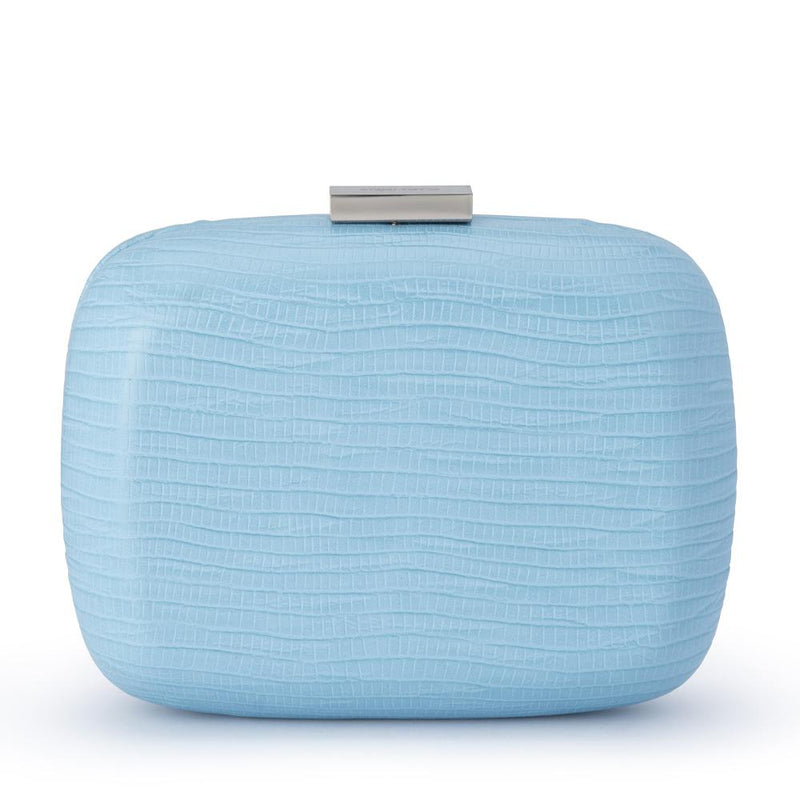 Paloma Reptile Emboss Oversized Clutch in Blue