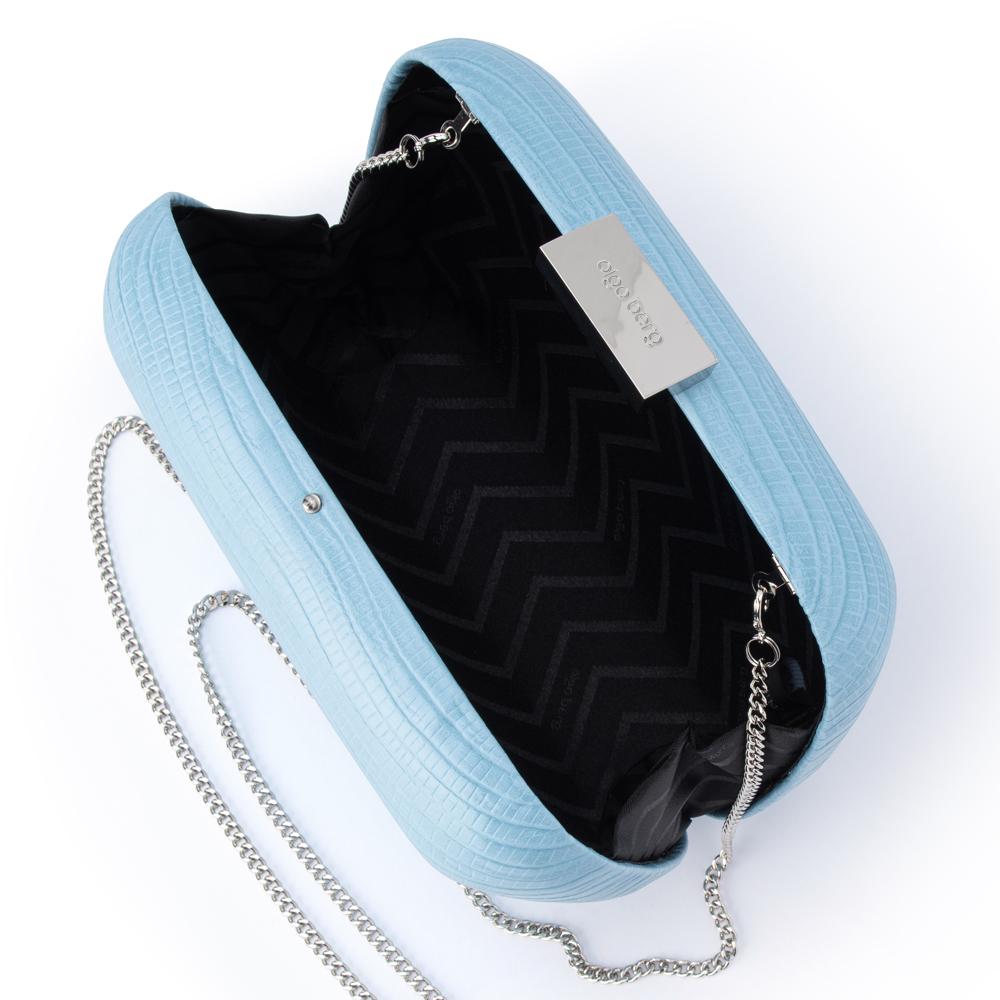Paloma Reptile Emboss Oversized Clutch in Blue