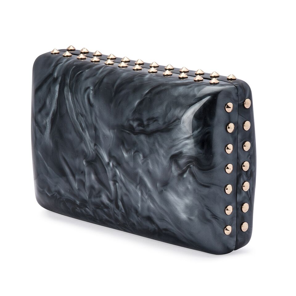 Olga Berg Pepper Studded Acrylic Pod in Black Pearl