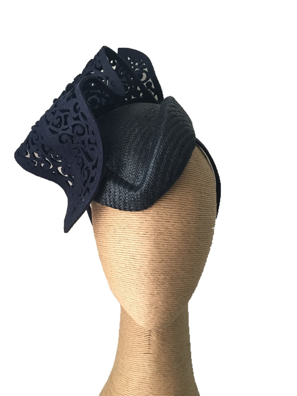The Fillies Collection Kylie Air Hostess Hat with Cutout Wave in Navy
