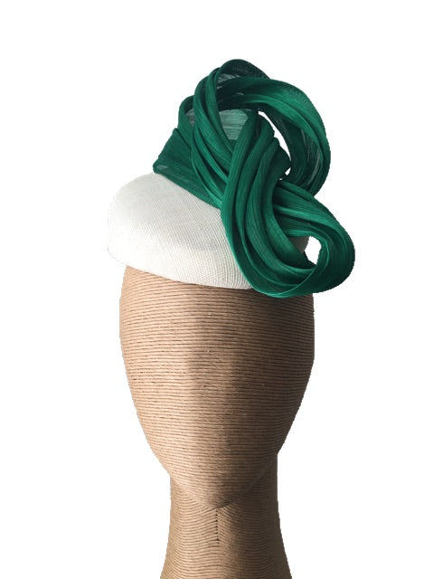 The Fillies Collection Jenny Hat in Cream with Green Loops