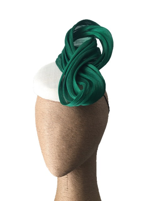 The Fillies Collection Jenny Hat in Cream with Green Loops