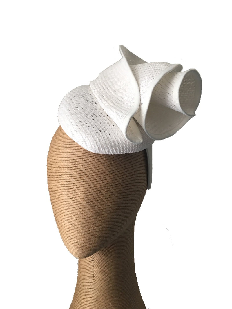 The Fillies Collection Sonya Hat with Folds in White on a Headband