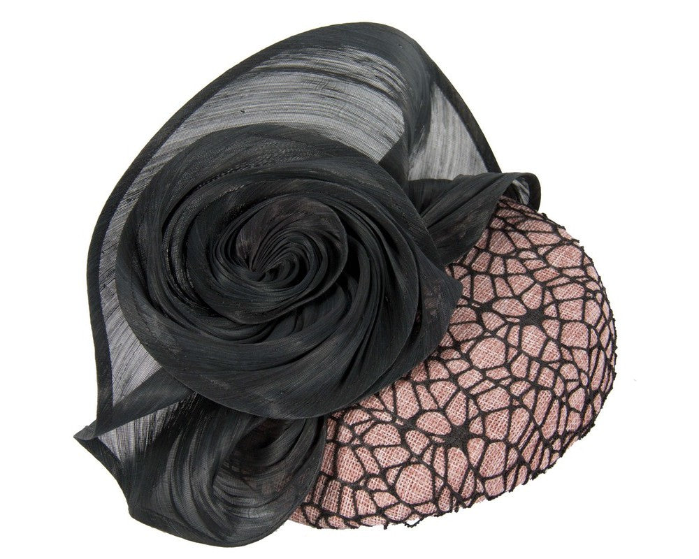 The Fillies Collection Sara Hat in Dusty Pink with Black Flower – Get Racy