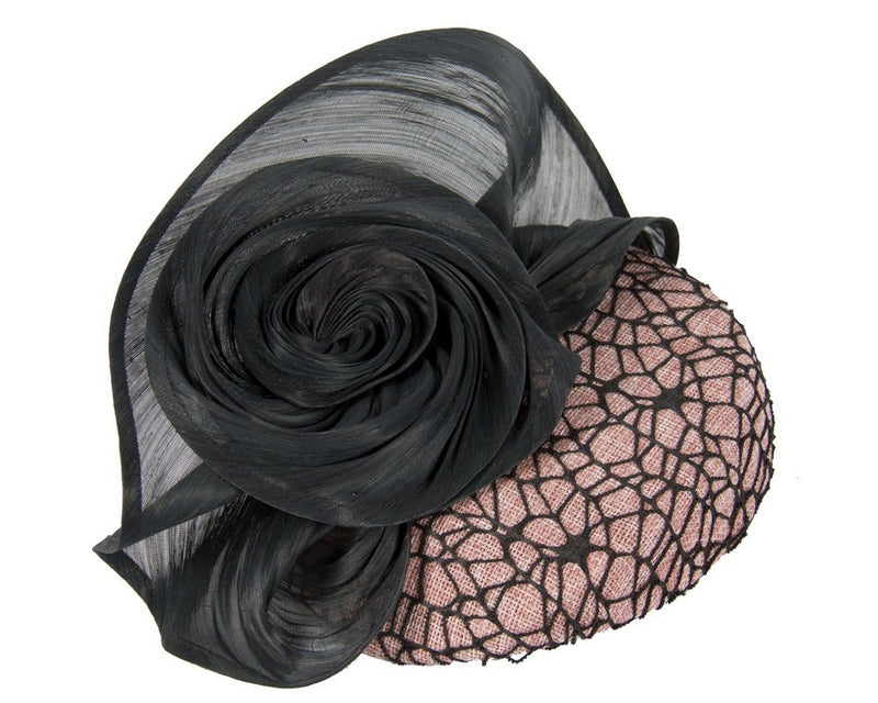 The Fillies Collection Sara Hat in Dusty Pink with Black Flower