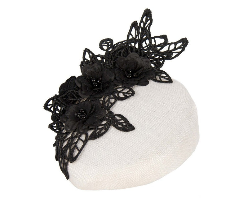 The Fillies Collection Gemma Cream Hat with Black Lace
