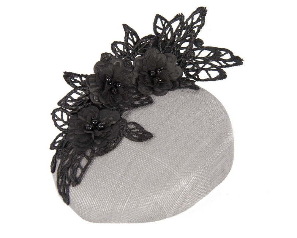 The Fillies Collection Gemma Silver Hat with Black Lace