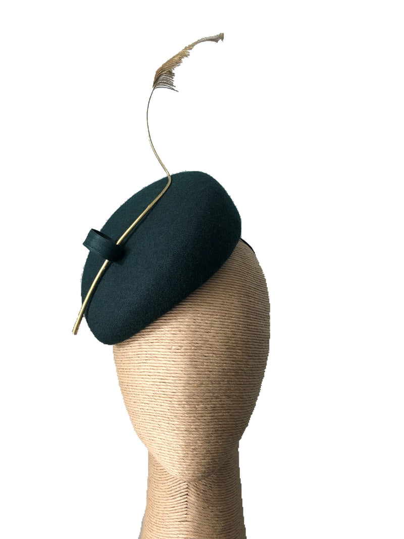 The Fillies Collection Anne  Green Felt Hat with Golden Feather