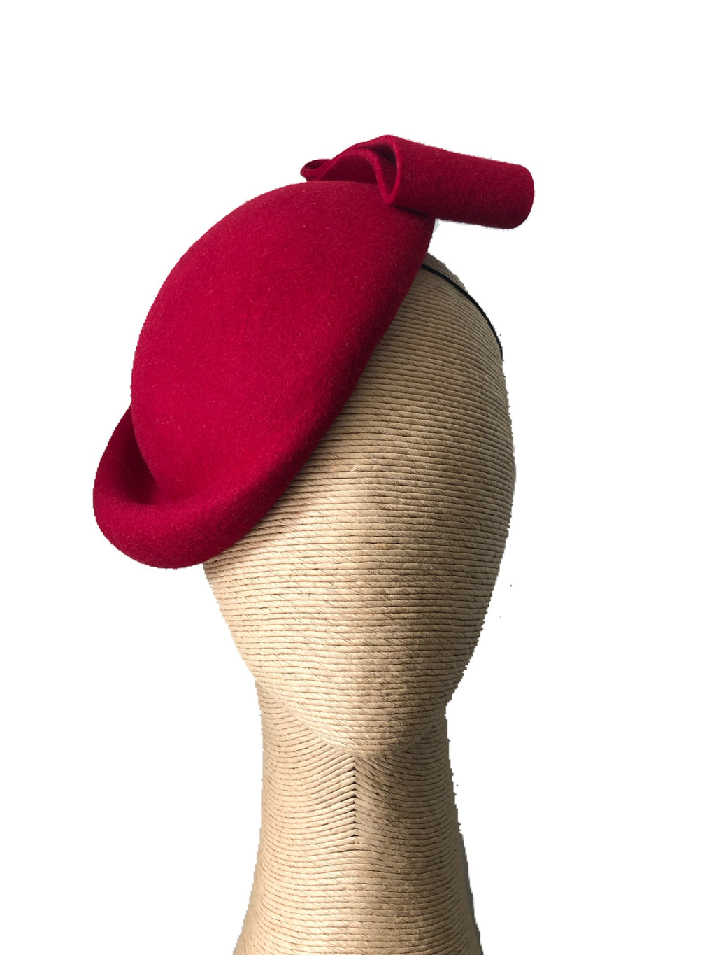 The Fillies Collection Eugenie Red Felt Beret with Red Bow